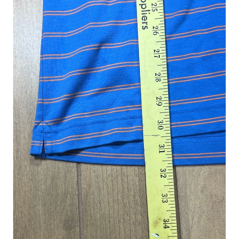 Nike Golf Mens XL Dri-FIT Striped Polo‎ Shirt Blue Orange Short Sleeve VINTAGE